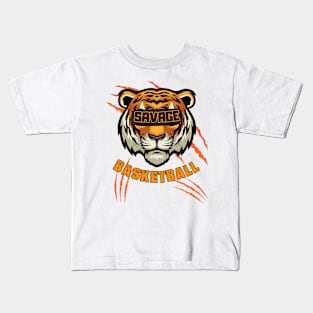 Funny Basketball Angry Tiger Art Design Kids T-Shirt